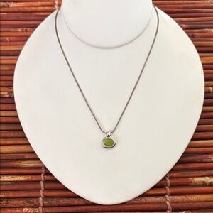 Lia Sophia Silver Necklace with Olive Pendant 15.5”- 18.5”